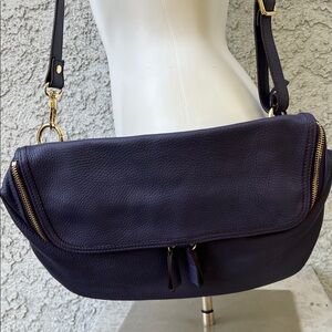 Rabeanco Purple Pebbled Leather Zipper Crossbody Shoulder Bag Purse Pocketbook
